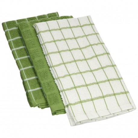 White/Green Combination  Kitchen Towels 12x12