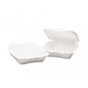 Boardwalk Snap-it Foam Hinged Lid Carryout Containers 3-Comp 9.25x9.25x3 WHITE