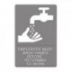 ADA Sign EMPLOYEES MUST WASH HANDS... Tactile Symbol Braille 6 x 9 Gray