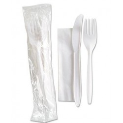 GEN Wrapped Cutlery Kit w/Fork Knife and Napkin Individually Wrapped