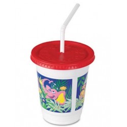 Dart Plastic Kids Cups with Lids with Straws 12 oz Jungle Print