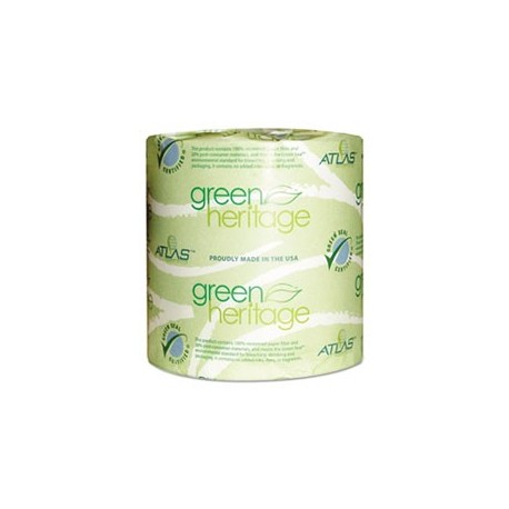 ATLAS PAPER MILLS- Green Heritage Toilet Tissue 4.4 x 3.1 Sheets 2-Ply 500 per Roll White