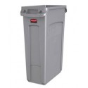 Rubbermaid Commercial Slim Jim Receptacle w/Venting Channels Rectangular Plastic 23gal Gray