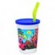 Plastic Kids Cups with Lids and Straws 12 oz. Race Car Design