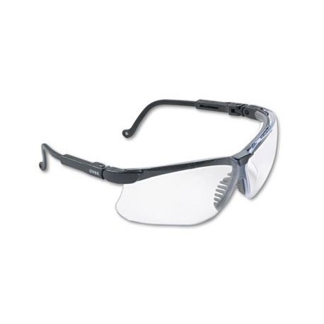 Honeywell Uvex Genesis Wraparound Safety Glasses Black Plastic Frame Clear Lens