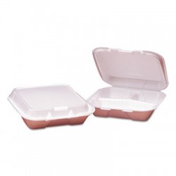 GEN Foam Hinged Carryout Container 3-Comp White