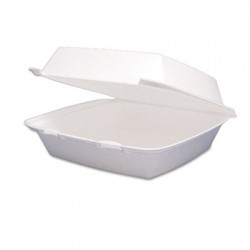 Dart Foam Container Hinged Lid 1-Comp 8 3|8 x 7 7|8 x 3 1|4