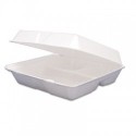 Dart Foam Container Hinged Lid 3-Comp 8 3|8 x 7 7|8 x 3 1|4
