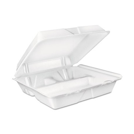 Dart Large Foam Carryout Food Container 3-Compartment White 9-2|5x9x3