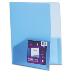 AVERY Plastic Two-Pocket Folder 20-Sheet Capacity Translucent Blue