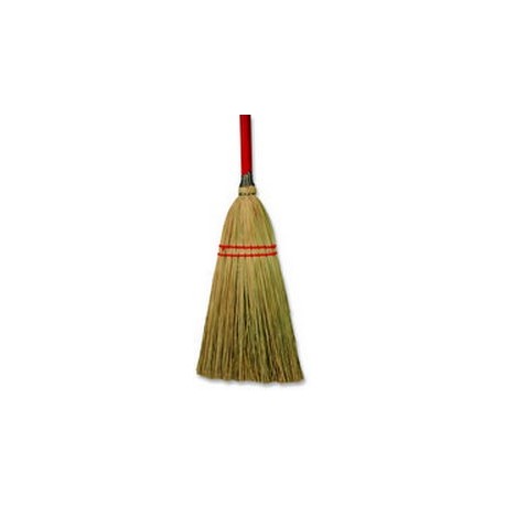 BLENDED STRAW TOY BROOM RED HEADBAND 24 RED WOODEN HANDLE