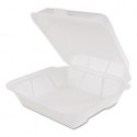 Genpak Snap-it Hinged Carryout Container Foam 1-Compartment Small White 8 1|4 x 7 x 2 3|4