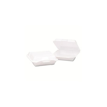 Genpak Hinged-Lid Foam Carryout Containers 9.19x6 1|2x3 White Vented