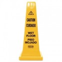 Rubbermaid Commercial Four-Sided Caution Wet Floor Safety Cone 10 1|2w x 10 1|2d x 25 5|8h Yellow