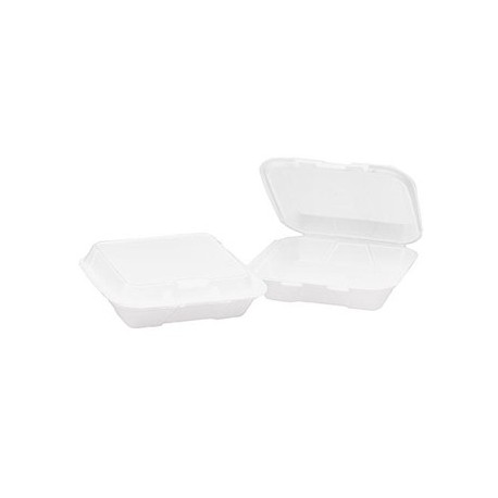GEN Foam Hinged Carryout Container 3-Comp White 8 X 8.25 X 3