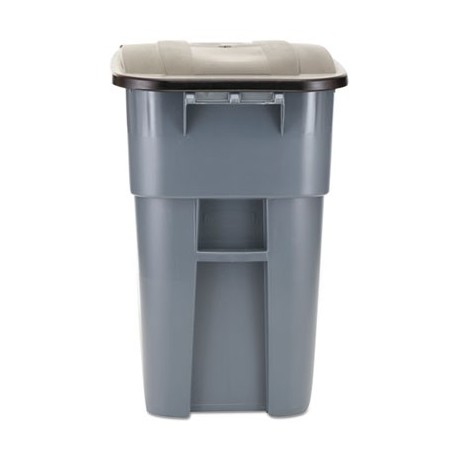Rubbermaid Commercial Brute Rollout Container Square Plastic 50gal Gray