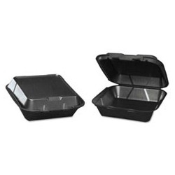 Genpak Snap-It Foam Hinged Carryout Container 1 Compartment Medium Black