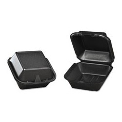 Genpak Foam Hinged Carryout Container 5-13|16 x 5-11|16 x 3-1|8 Small Black