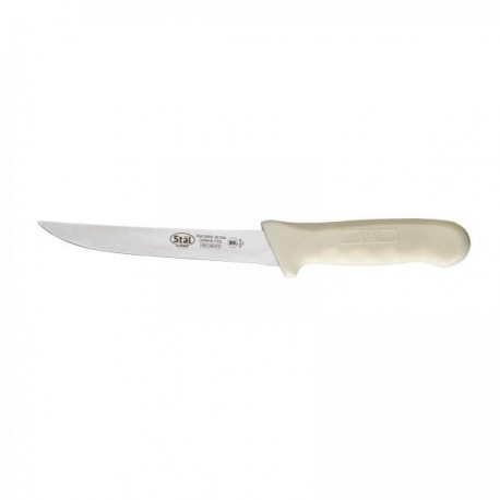 6 Wide Boning Knife White Polypropylene Handle