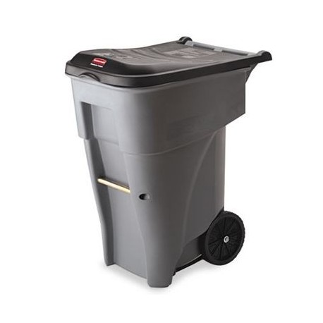 RUBBERMAID BRUTE ROLLOUT H-DUTY WASTE CONTAINER SQUARE POLYETHYLENE 65