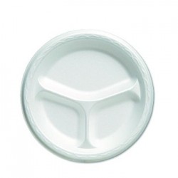 Genpak Foam Dinnerware Plate 3-Comp 8 7|8 dia White