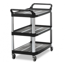 Open Sided Utility Cart Three-Shelf Black