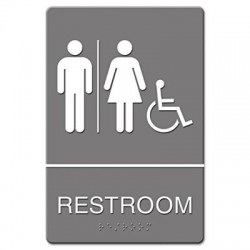 Headline Sign ADA Sign Restroom Wheelchair Accessible Tactile Symbol Molded Plastic 6 x 9 Gray