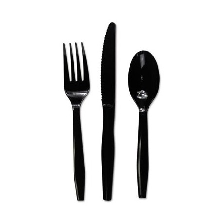 Boardwalk Three-Piece Cutlery Kit Fork/Knife/Teaspoon Black