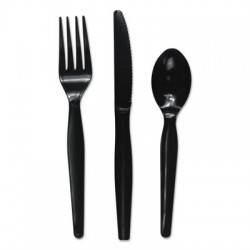 BWKFKTHWPSBLABoardwalk Three-Piece Cutlery Kit Fork/Knife/Teaspoon Heavyweight Black
