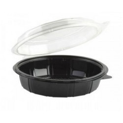 Gourmet Classics  Black and Clear Round Hinged Deep Container - 9.5 x 2.80