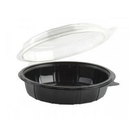 Gourmet Classics  Black and Clear Round Hinged Deep Container - 9.5 x 2.80