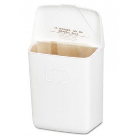 HOSPECO Health Gards Wall Mount Sanitary Napkin Receptacle with Hinged Lid Plastic 1gal White