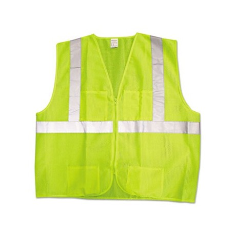 ANSI Class 2 Deluxe Style Vests Lime Silver X-Large 2X-Large