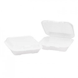 GEN Foam Hinged Carryout Container 1-Comp White 8 X 8.25 X 3