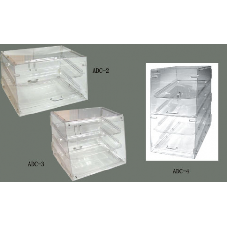 Acrylic Display Case 4-Tray Front & Rear Doors 14 x 24 x 24