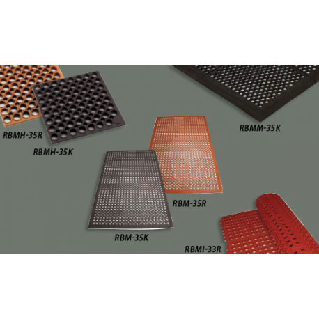 Floor Rubber Mats  w/Straight Edges RED 3 X 5 X 3/4  Grease-Proof