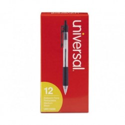 Universal Economy Retractable Ballpoint Pen Black Ink Clear 1mm
