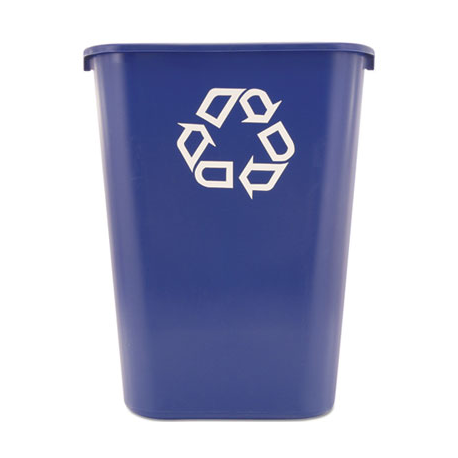 Large Deskside Recycle Container w Symbol Rectangular Plastic 41.25qt Blue