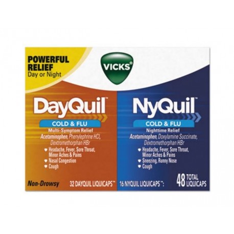 Vicks DayQuil and NyQuil Cold & Flu LiquiCaps Combo Pack 32 Day and 16 Night