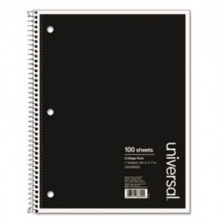 Universal 1 Sub. Wirebound Notebook College Rule Black Cover