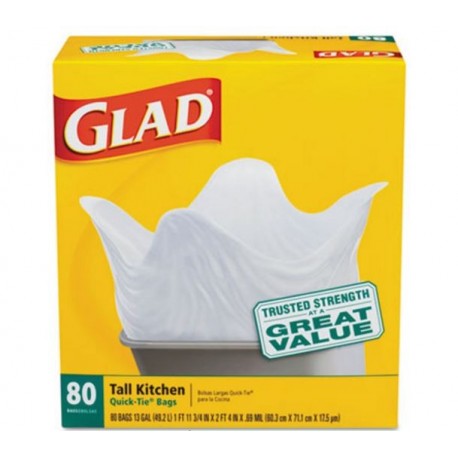 Glad Tall Kitchen Quick-Tie Bags  .69mil White