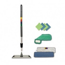 Boardwalk Microfiber Mopping Kit 18 Mop Head 35-60Handle BlueGreen and Gray