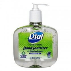 Dial Professional Antibacterial Gel Hand Sanitizer w|Moisturizers 16oz Pump Fragrance-Free