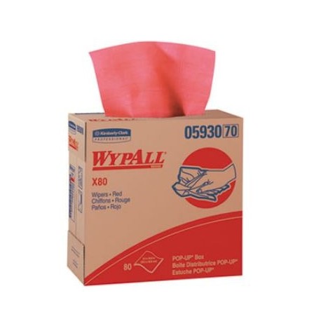 WypAll X80 Cloths with HYDROKNIT 9.1 x 16.8 Red Pop-Up Box 80 sheets per Box