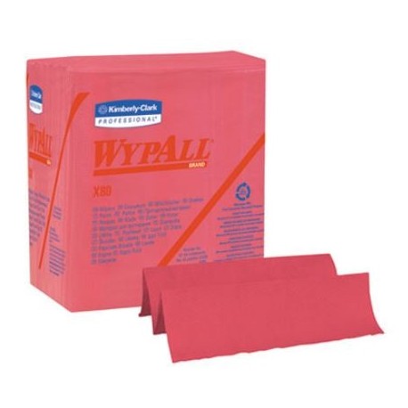WypAll X80 Cloths 1|4 Fold HYDROKNIT 12 1|2 x 12 Red 50 Sheets per Box