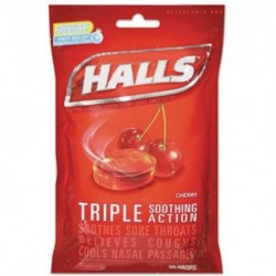 HALLS Triple Action Cough Drops Cherry