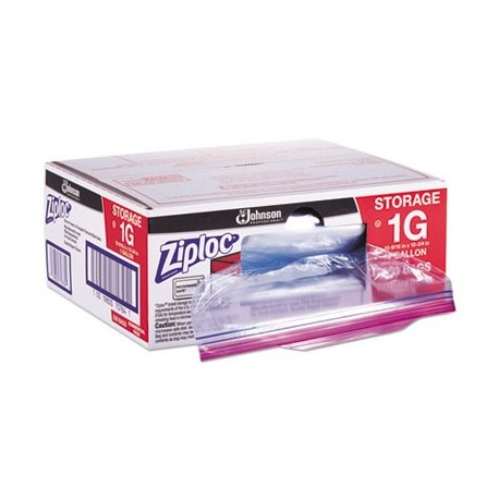 Ziploc Double Zipper Bags Plastic 1gal 1.75mil Clear w/Write-On Panel