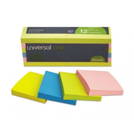 Universal Self-Stick Notes 3 x 3 Assorted Neon Colors 100-Sheet