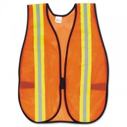 MCR Safety Orange Safety Vest 2 in. Reflective Strips Polyester Side Straps One Size
