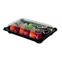 Renewable & Compostable Small Sushi Containers - 5 In X 7 In Black Bottom Clear Lid